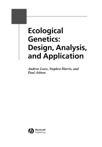 Cover image: Ecological Genetics: Design, Analysis, and Application 1st edition 9781405100335