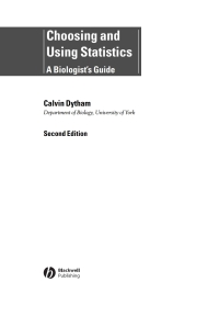 Cover image: Choosing and Using Statistics 1st edition 9781405102438