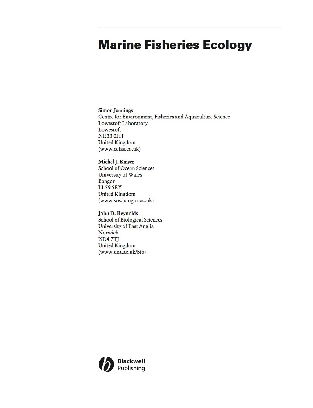 Marine Fisheries Ecology 1st Edition