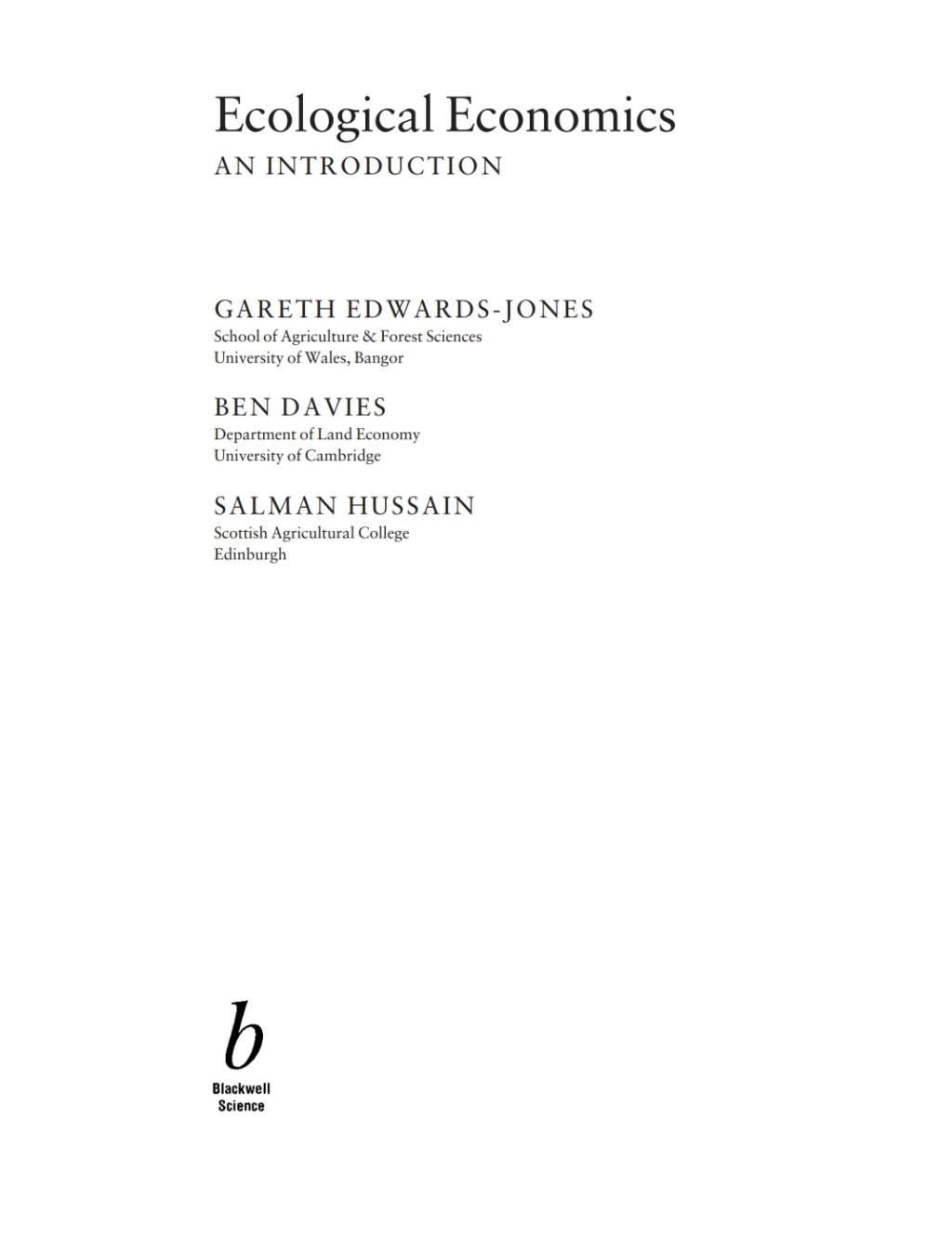 Ecological Economics: An Introduction An Introduction 1st Edition