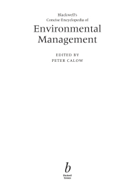 Cover image: Blackwell's Concise Encyclopedia of Environmental Management 1st edition 9780632049516