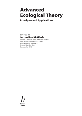 Cover image: Advanced Ecological Theory 1st edition 9780865427341