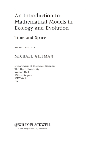 表紙画像: An Introduction to Mathematical Models in Ecology and Evolution 2nd edition 9781405175159