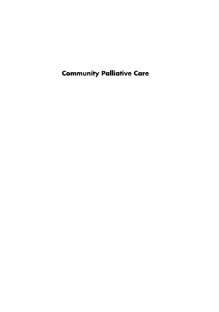 Cover image: Community Palliative Care 1st edition 9781405180764