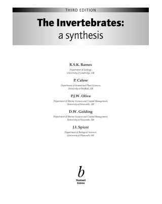 Cover image: The Invertebrates: A Synthesis 3rd edition 9780632047611
