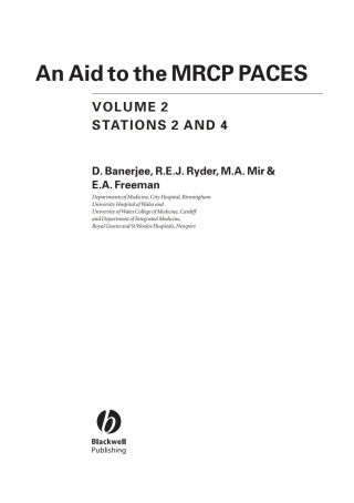 Cover image: An Aid to the MRCP PACES: Stations 2 and 4 3rd edition 9781405106627