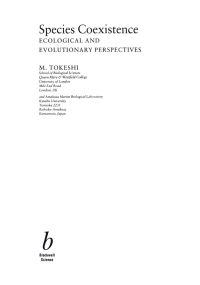 Cover image: Species Coexistence: Ecological and Evolutionary Perspectives 1st edition 9780865427440