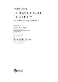 Imagen de portada: Behavioural Ecology: An Evolutionary Approach 4th edition 9780865427310