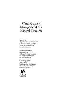 Cover image: Water Quality 1st edition 9780865424692