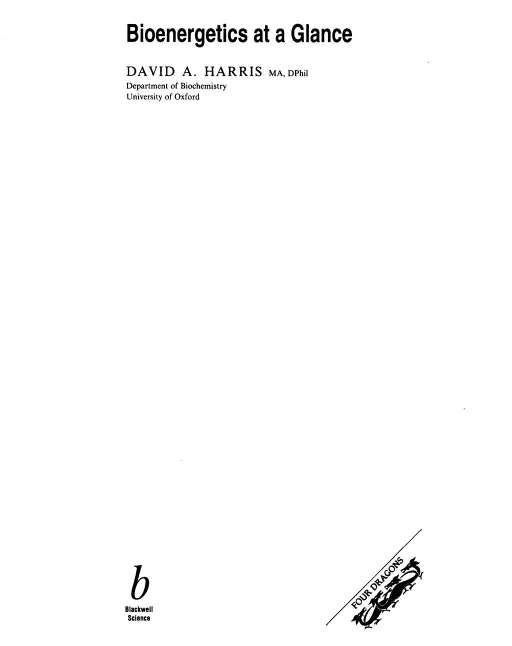 Bioenergetics at a Glance An Illustrated Introduction 1st Edition