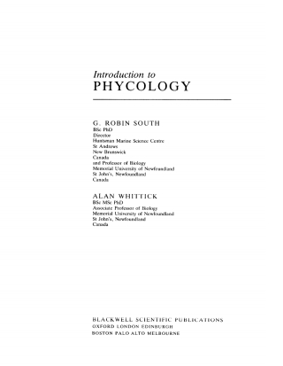 Cover image: An Introduction to Phycology 1st edition 9780632017263