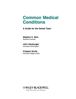 表紙画像: Common Medical Conditions: A Guide for the Dental Team 1st edition 9781405185936