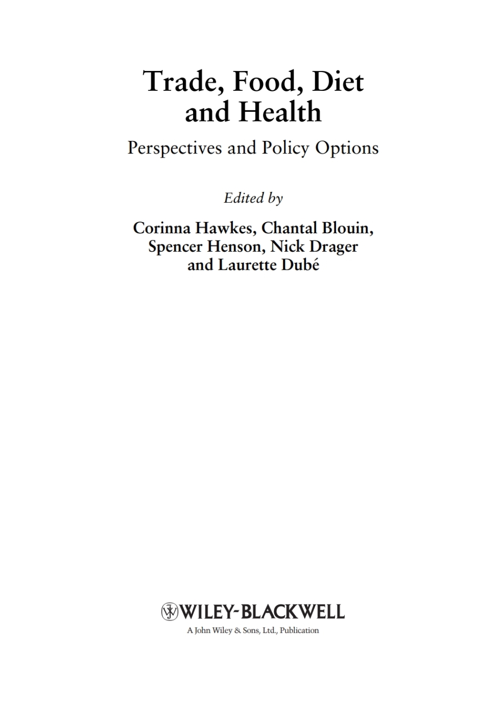 Trade Food Diet and Health - 1st Edition (eBook)