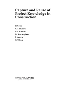 Imagen de portada: Capture and Reuse of Project Knowledge in Construction 1st edition 9781405198899