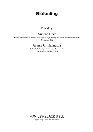Cover image: Biofouling 1st edition 9781405169264