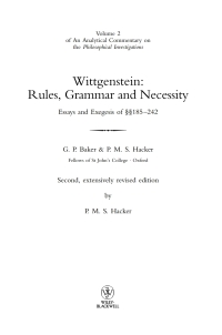 Imagen de portada: Wittgenstein: Rules, Grammar and Necessity 2nd edition 9781405184083
