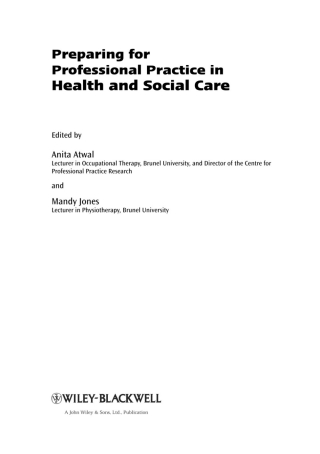 Cover image: Preparing for Professional Practice in Health and Social Care 1st edition 9781405175937