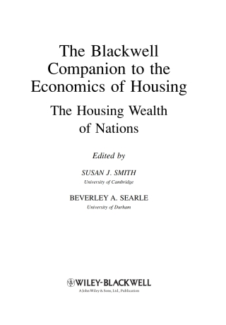 Cover image: The Blackwell Companion to the Economics of Housing: The Housing Wealth of Nations 1st edition 9781405192156