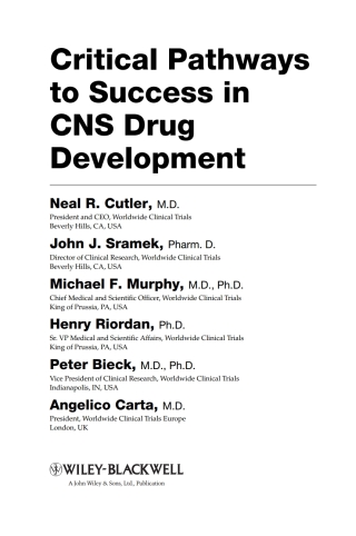 Cover image: Critical Pathways to Success in CNS Drug Development 1st edition 9781444330649