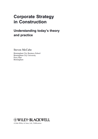 Imagen de portada: Corporate Strategy in Construction 1st edition 9781405159128