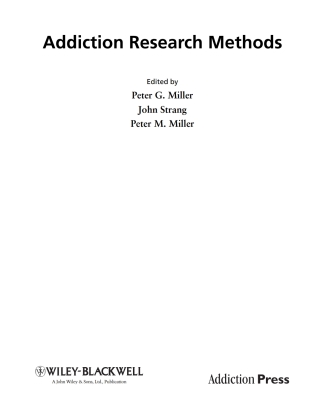 Cover image: Addiction Research Methods 1st edition 9781405176637