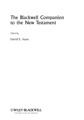 Cover image: The Blackwell Companion to The New Testament 1st edition 9780470796023