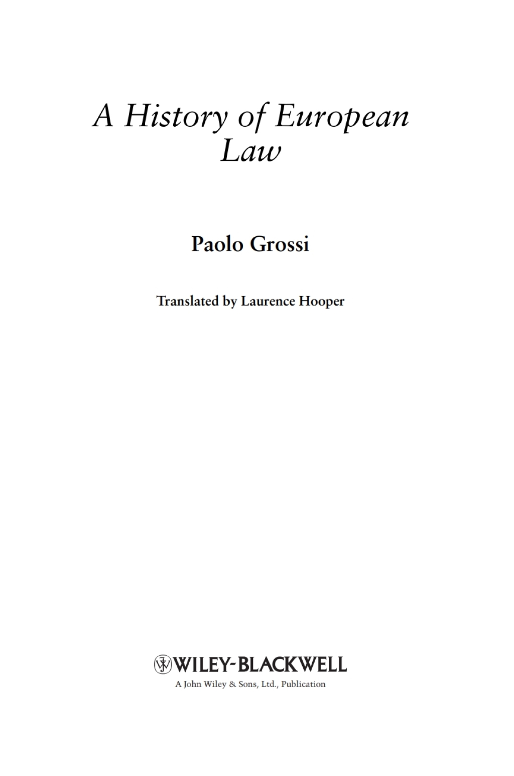 A History of European Law 1st Edition