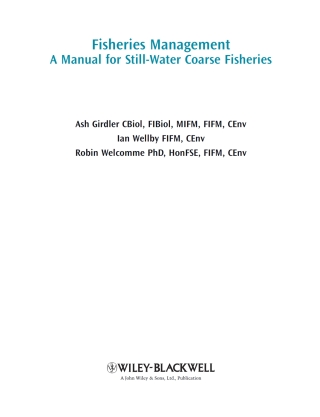 Imagen de portada: Fisheries Management: A Manual for Still-Water Coarse Fisheries 1st edition 9781405133326