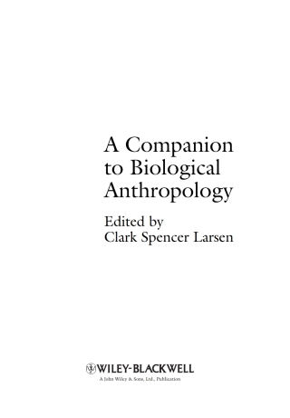 Cover image: A Companion to Biological Anthropology 1st edition 9781405189002