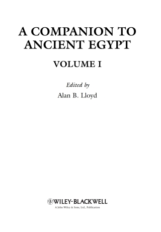 Imagen de portada: A Companion to Ancient Egypt 1st edition 9781405155984
