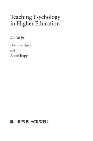 Imagen de portada: Teaching Psychology in Higher Education 1st edition 9781405195508