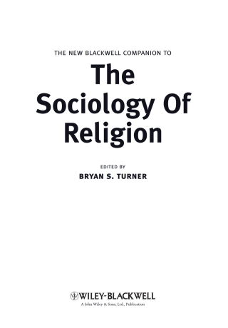 Cover image: The New Blackwell Companion to the Sociology of Religion 1st edition 9781405188524