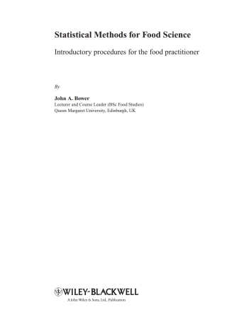 Imagen de portada: Statistical Methods for Food Science 1st edition 9781444320947
