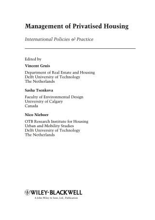 Cover image: Management of Privatised Housing: International Policies and Practice 1st edition 9781405181884