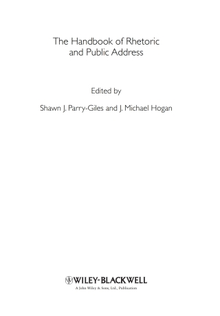 Cover image: The Handbook of Rhetoric and Public Address 1st edition 9781444324105
