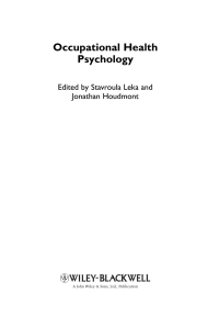 Imagen de portada: Occupational Health Psychology 1st edition 9781405191159