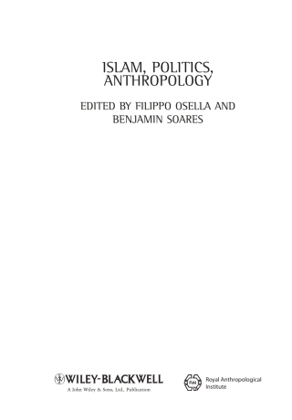 Cover image: Islam, Politics, Anthropology 1st edition 9781444332957