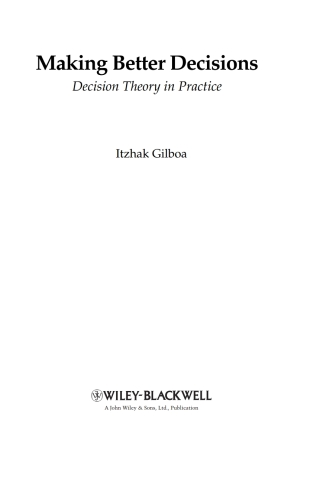 Imagen de portada: Making Better Decisions 1st edition 9781444336511