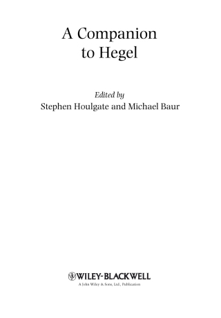 Cover image: A Companion to Hegel 1st edition 9781119144830