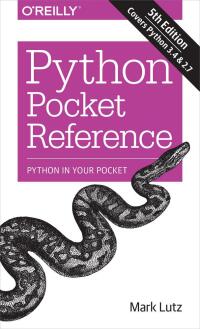 Cover image: Python Pocket Reference 5th edition 9781449357016