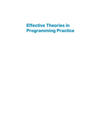 Imagen de portada: Effective Theories in Programming Practice 9781450399715