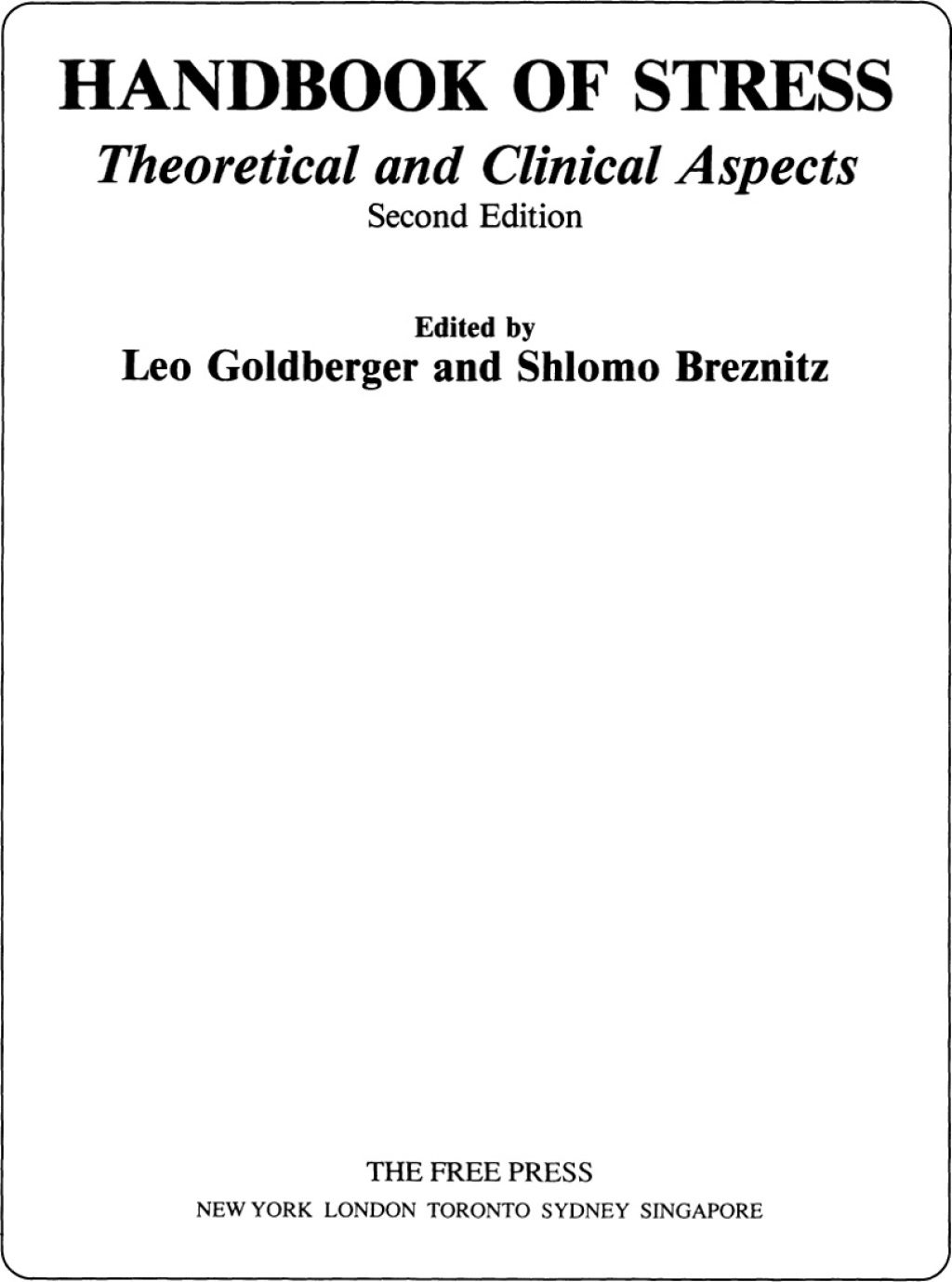 Handbook of Stress, 2nd Ed