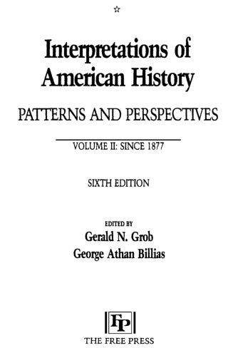 Cover image: Interpretations of American History, 6th Ed, Vol. 9780029126868
