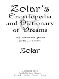 Cover image: Zolar's Encyclopedia and Dictionary of Dreams 9780743222631