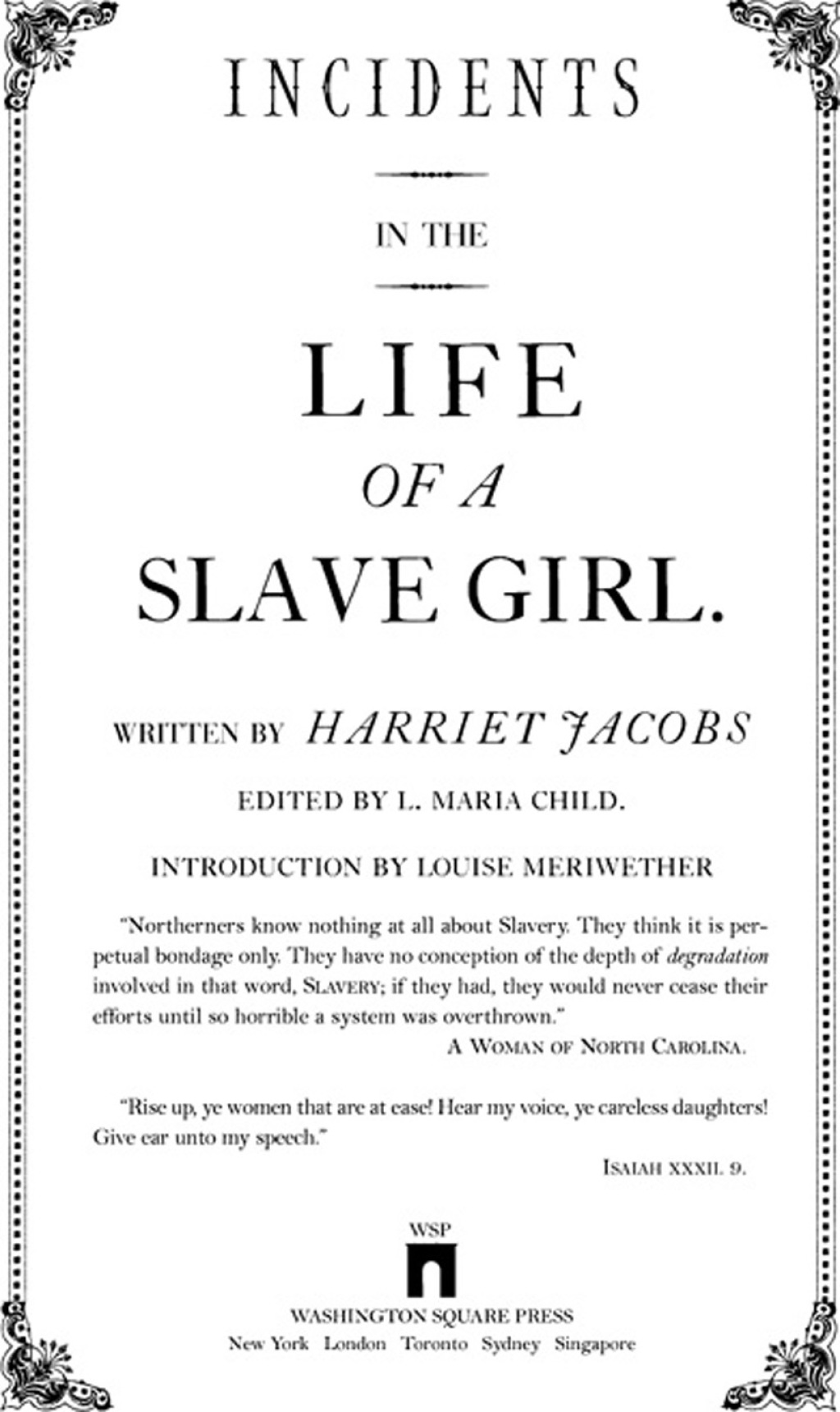Incidents in the Life of a Slave Girl The Givens Collection