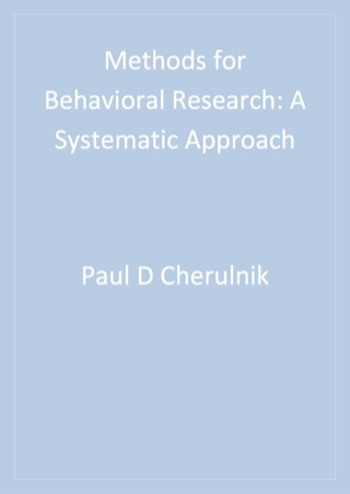 Cover image: Methods for Behavioral Research 1st edition 9780761921998