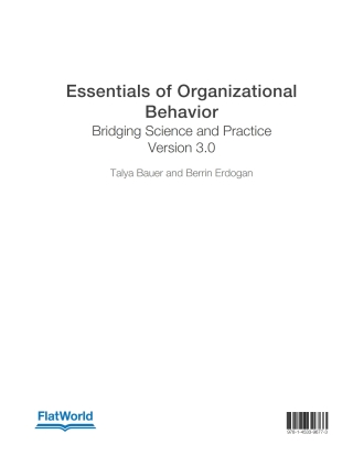 Cover image: Essentials of Organizational Behavior: Bridging Science and Practice v3.0 3rd edition 9781453396773