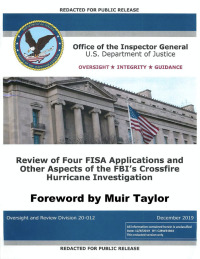 صورة الغلاف: Inspector General Horowitz's Report on the Review of FISA Applications