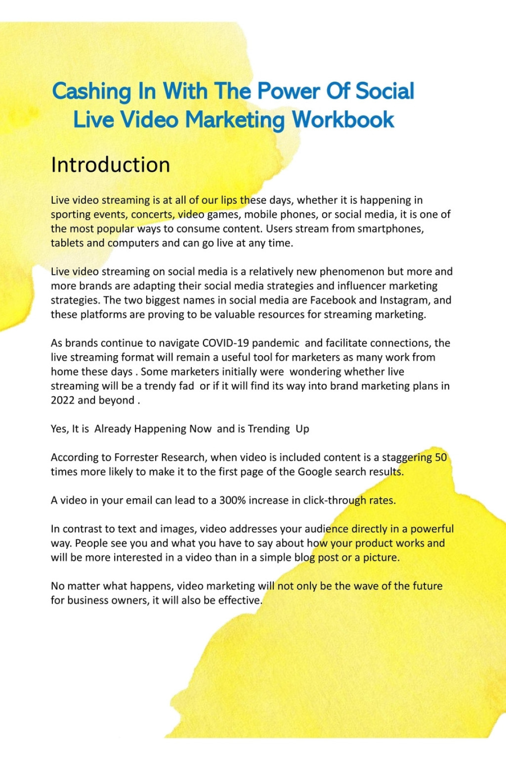 CASHING IN WITH THE POWER OF SOCIAL LIVE VIDEO MARKETING WORKBOOK JOURNAL