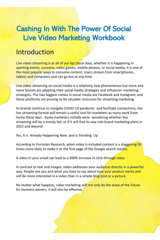 Cover image: CASHING IN WITH THE POWER OF SOCIAL LIVE VIDEO MARKETING WORKBOOK JOURNAL 9781456638368